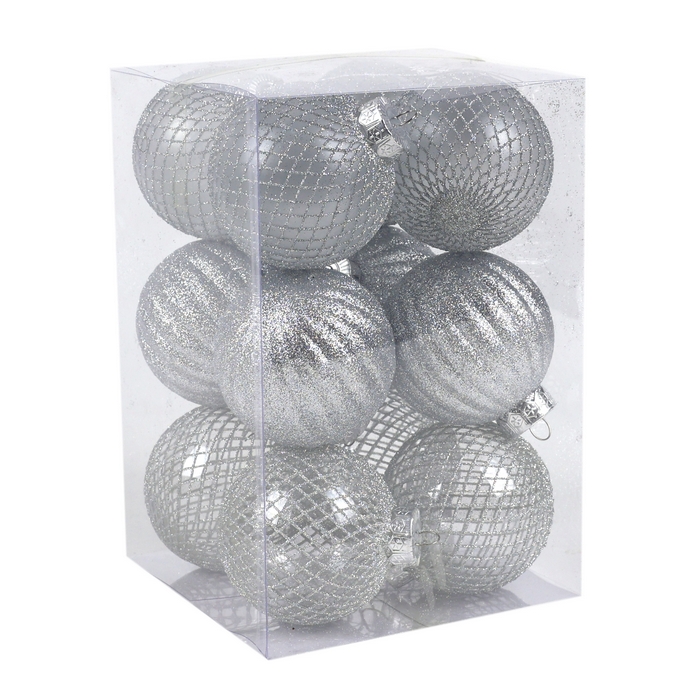 Шары новогодние Серебро (набор) 12шт х 8см (SY25YY-079) ТМ Global Christmas