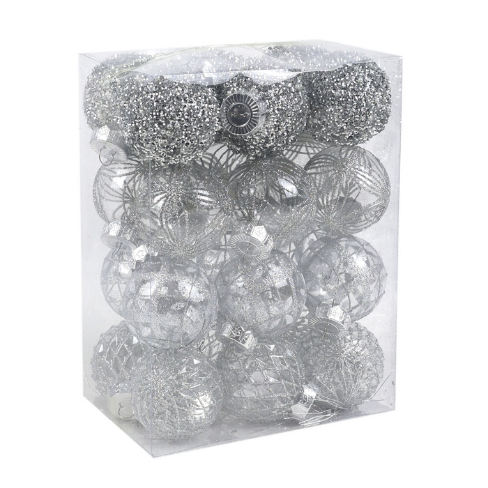 Шары новогодние Серебро (набор) 12шт х 8см (SY25YY-080) ТМ Global Christmas