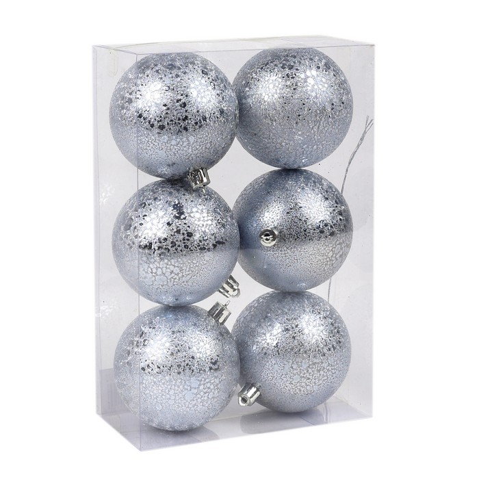 Шары новогодние Серебро (набор) 6шт х 8см (SYQ-2011370) ТМ Global Christmas