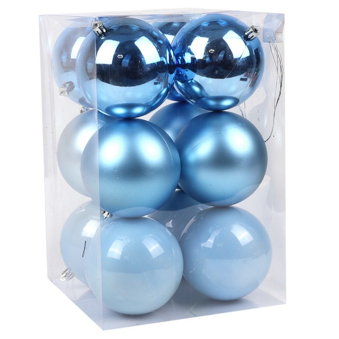 Шары новогодние Голубой (набор) 12шт х 10см (SY25YY-086) ТМ Global Christmas
