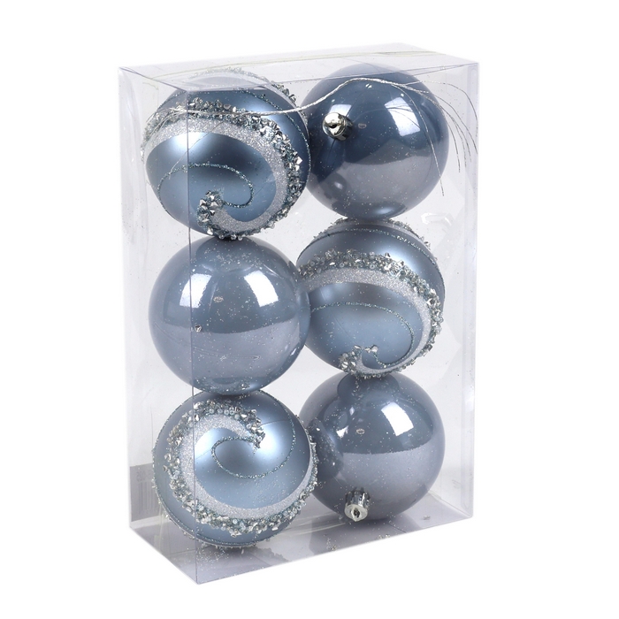 Шары новогодние Голубой (набор) 6шт х 8см (SY24QJHB-025) ТМ Global Christmas