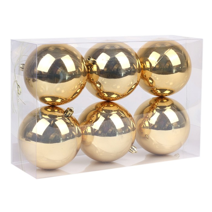 Шары новогодние Золото (набор) 6шт х 10см (SYQ-2414) ТМ Global Christmas