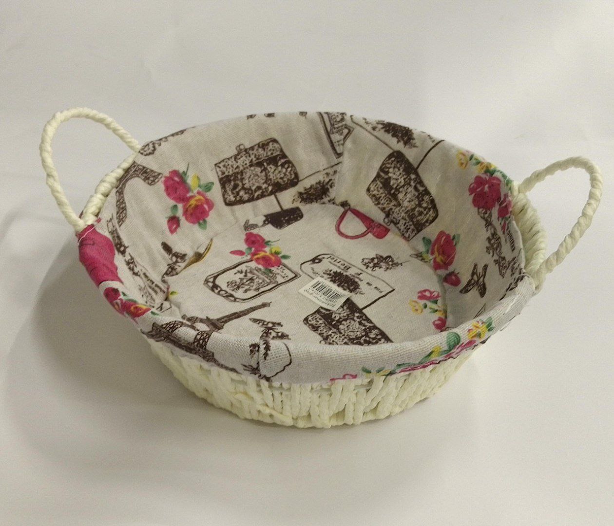 Корзинка плетенная круглая белая XJ014-1