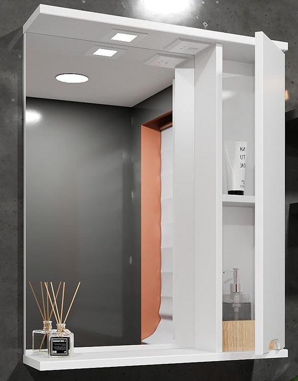 Шкаф-Зеркало для ванной Bayro Etna 600x750 правый белый мат