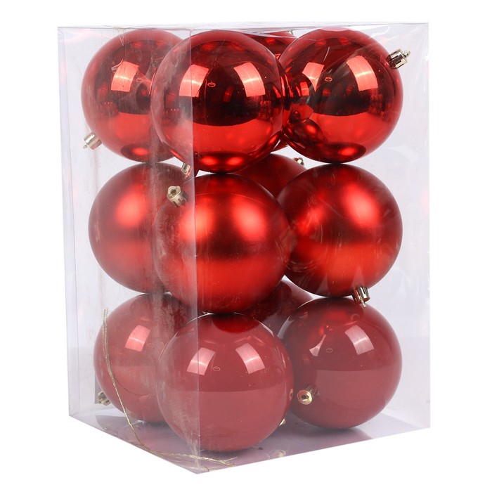 Шары новогодние Красный (набор) 12шт х 10см (SY25YY-03) ТМ Global Christmas