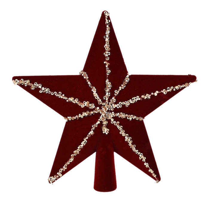 Звезда новогодняя Бордо (верхушка) 20см (SY24QJHB-411) ТМ Global Christmas