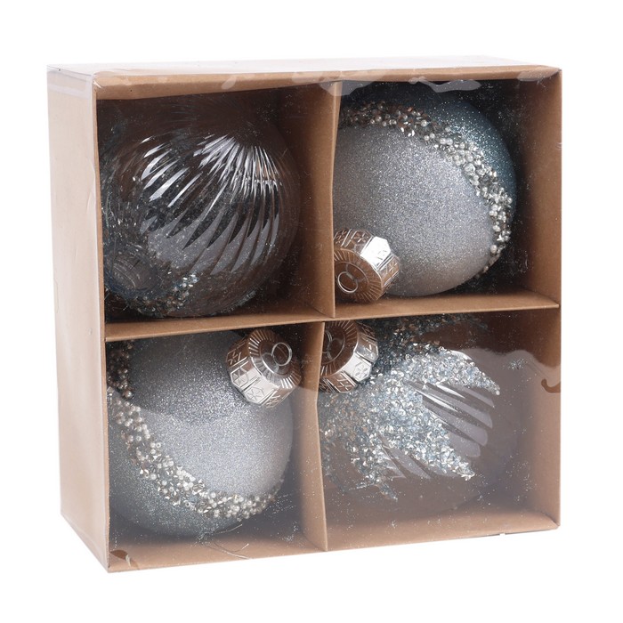 Шары новогодние Голубой (набор) 4шт х 12см (SY24QJHB-056) ТМ Global Christmas