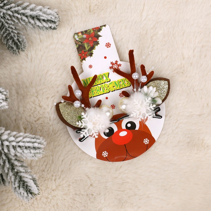 Зажим новогодний оленьи рога (RHH25014) ТМ Global Christmas