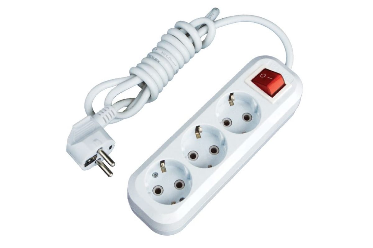 Удл. 3 гнездный с заземлением и выкл. /2м.п. 16А Рассвет