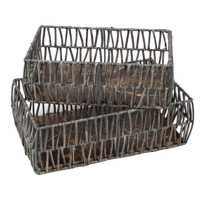 Корзины д/хранения (набор) 2 предм. ПВХ 30x19x10см, SY-26 GS