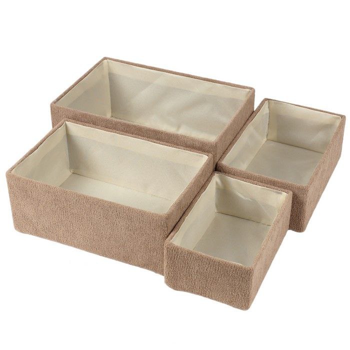 Корзины д/хранения (набор) 4 предм. Вельвет 18x12x7см, 615-4 GS