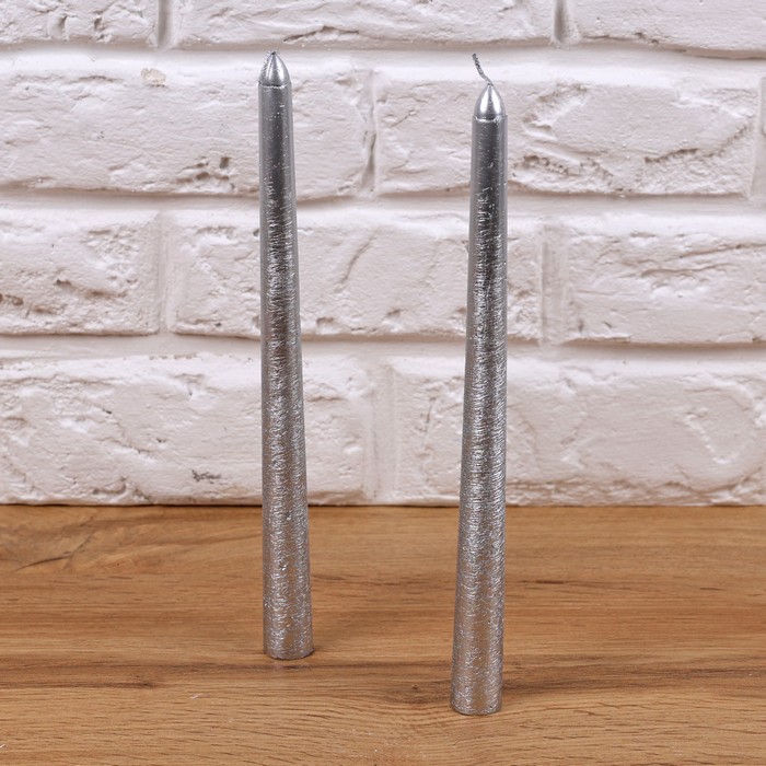 Свечи (набор) парафин серебристый 2шт х 25см (WM010-2LS-C) ТМ GS