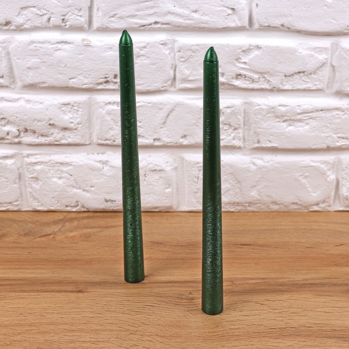 Свечи (набор) парафин зелёный 2шт х 25см( WM010-2LS-B) ТМ GS