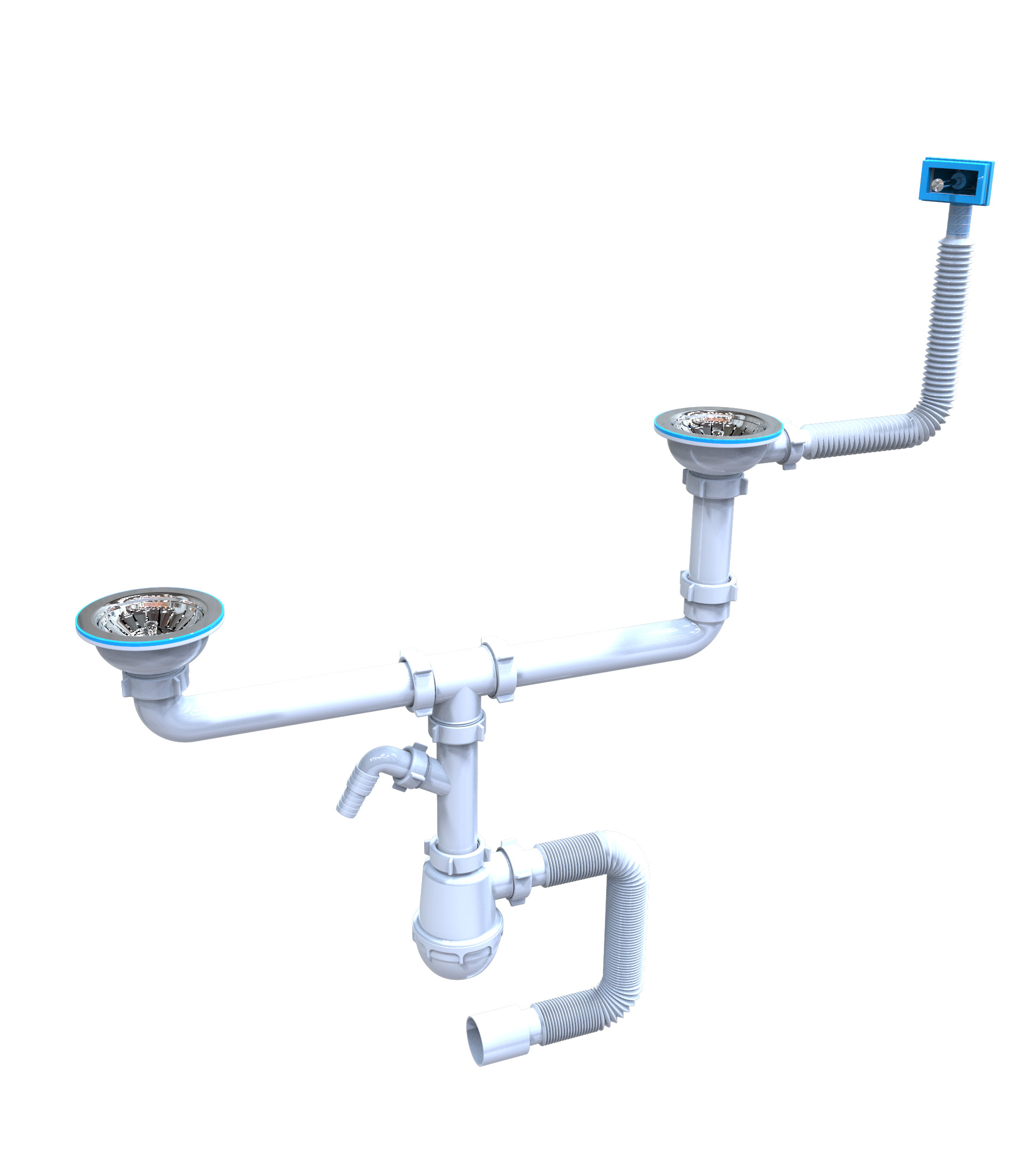 Сифон (Кухня) Лотос-мойка BIG DUPLEX-UNIVER 3 1/2 гибкая труба 40/50 (15 шт/уп) ТМ Santehplast
