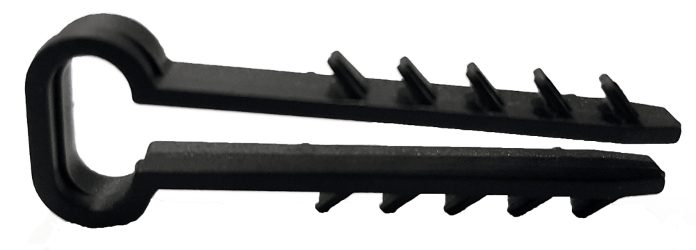Дюбель - елка (зажим) 12 mm для плоского кабеля чёрный (уп.100шт.)