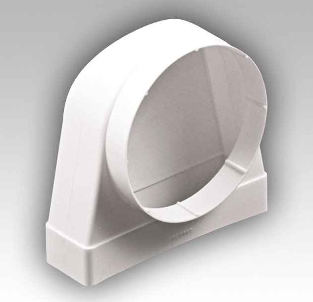 Соединитель угловой 90º, плоского воздуховода с круглым пластик, 60х120/D100