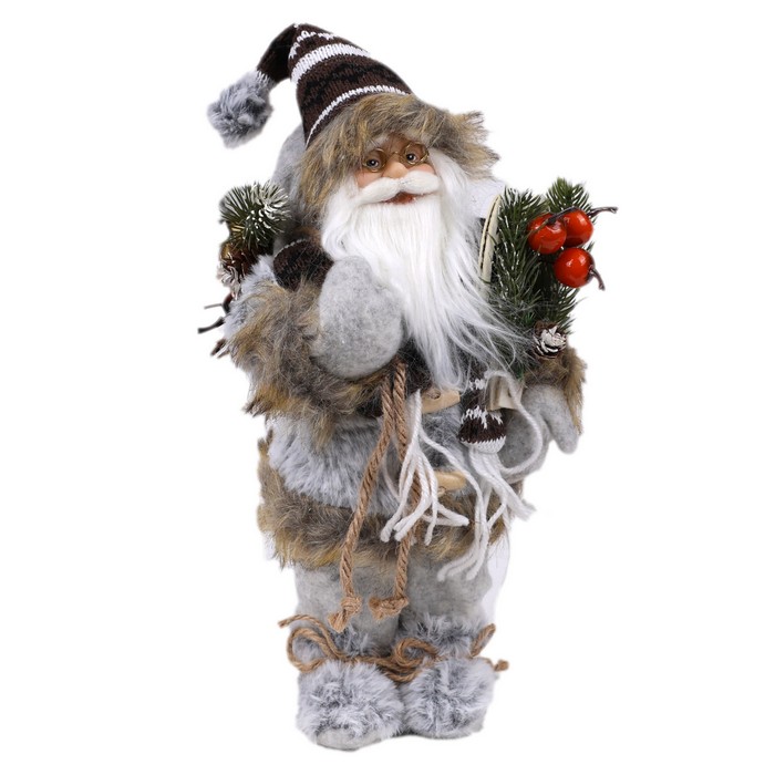 Дед мороз Светло-серый, 30см (HQ241112-12) ТМ Global Christmas
