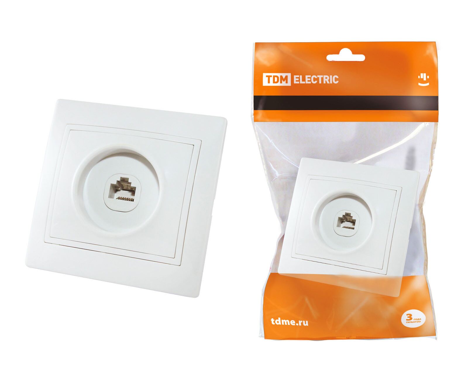 Розетка компьютерная RJ45 белая Таймыр ТМ TDM