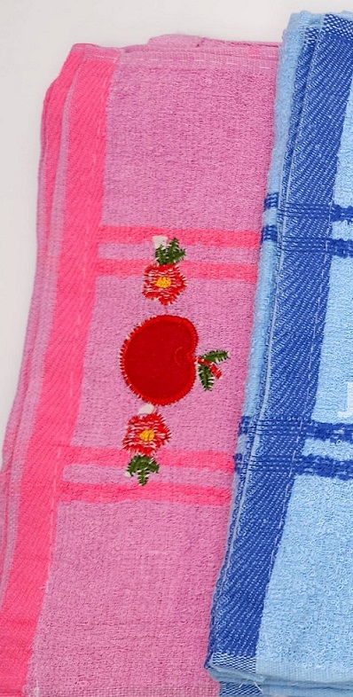 Полотенце махровое 32х68 клетка, вышивка ZJ-65