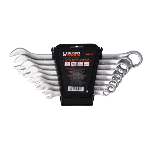 Ключи рожково-накидные набор сатин 8 - 17 FASTER TOOLS