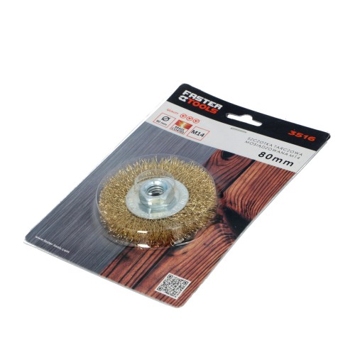 Щетка дисковая латунная - резьба M14 80 20 FASTER TOOLS