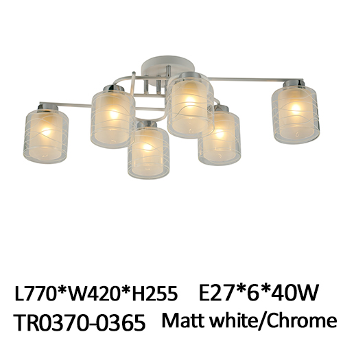 Люстра 6 рожков E27*6*40W L770*W420*H255 Matt white/Сhrome ТМ TDM