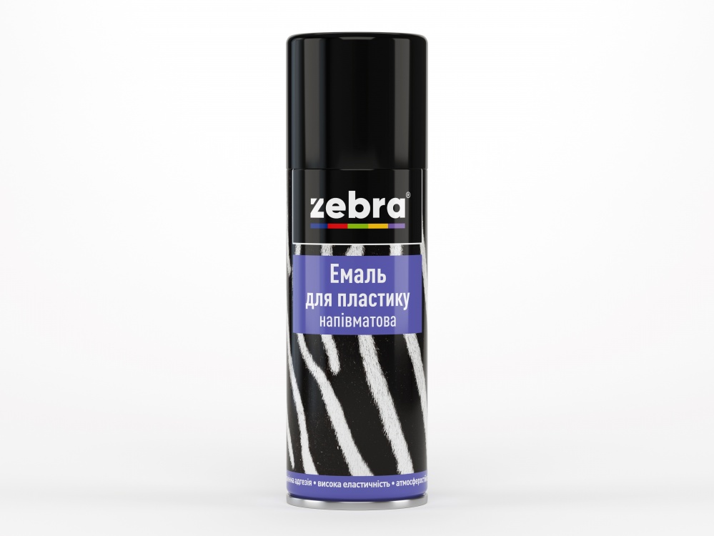 Эмаль для пластика полуматовая RAL9005 черный 400 мл ZEBRA (уп.12шт)