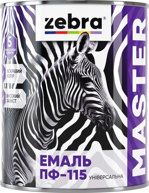 Эмаль ПФ-115 Серая универсальная 0,8кг Zebra серия Master (уп.8шт)