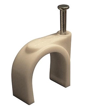 Скоба для кабеля с гвоздем круглая d 9 белая(100шт)/100