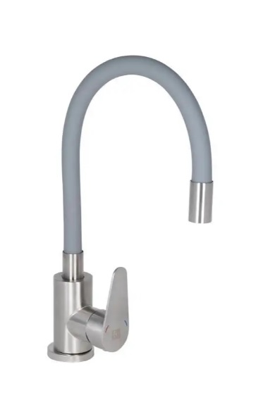 Смеситель одноручный, гибкий, для кухни (Aria 015F3) Grey ТМ Lidz