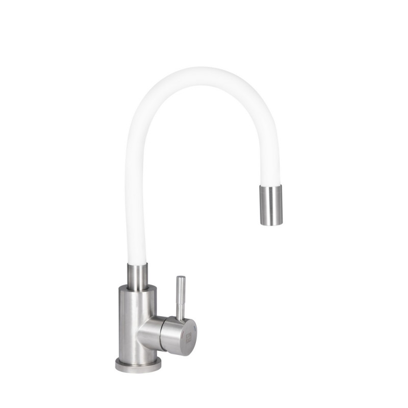 Смеситель одноручный, гибкий, для кухни (Aria 015F3) White ТМ Lidz