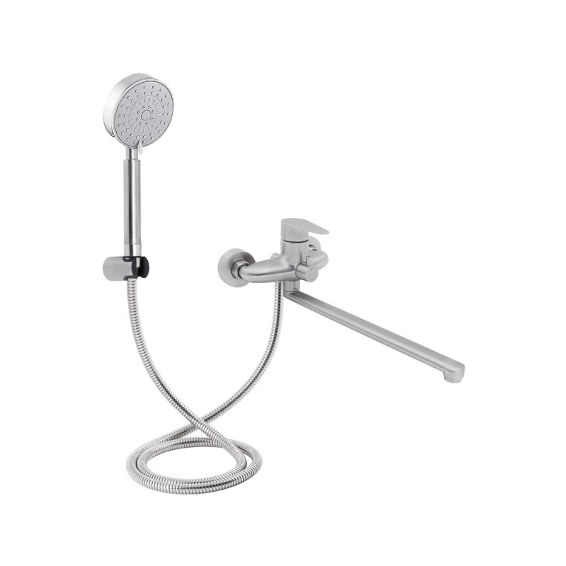 Смеситель одноручный, НС, для ванны длинный Vida 005 Nickel ТМ Lidz