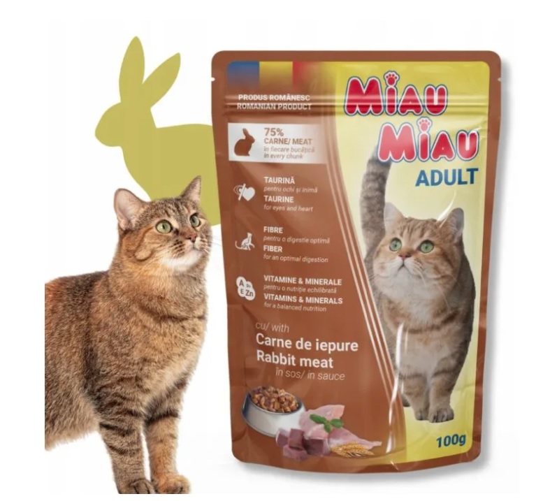 Корм MIAU MIAU кролик/соус 100г