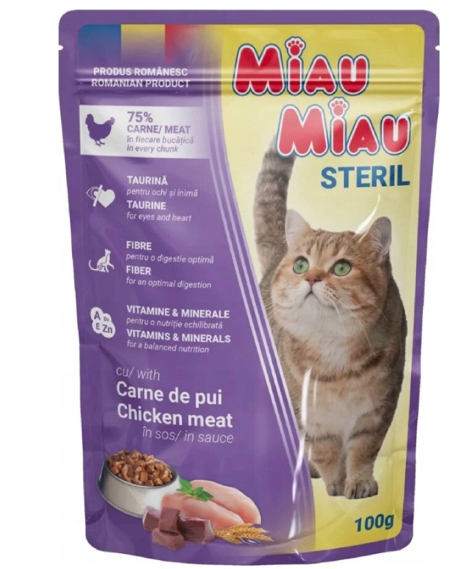 Корм MIAU MIAU для стерилизованых, 100г