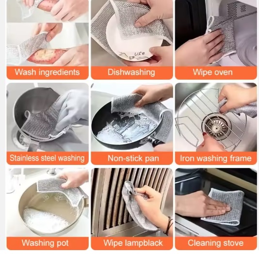 Набор метал. салфеток на основе для мытья посуды 3ед 18х23 3-70