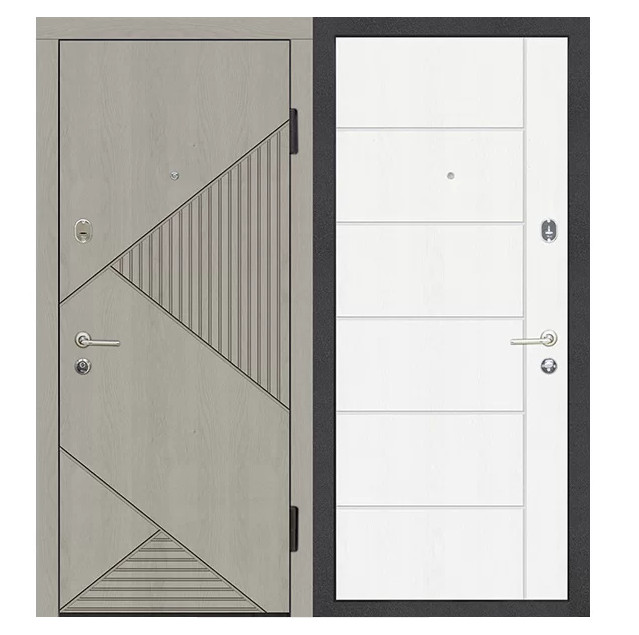 Дверь металлическая ТМ RICCARDI стандарт 4-G дуб грей/дуб айвори (860мм) правая