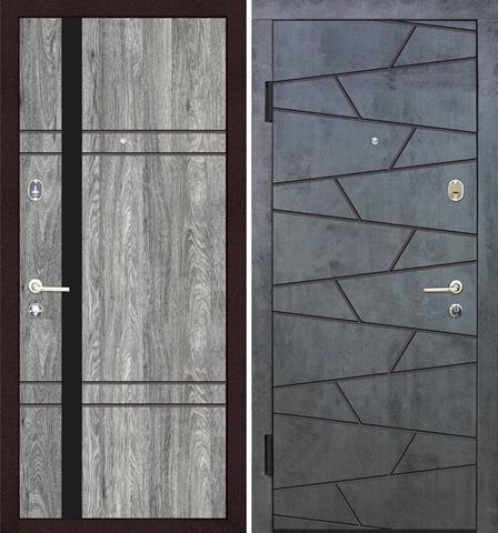 Дверь металлическая ТМ RICCARDI стандарт 5-С BG бетон темный/дуб Юджин (860мм) левая