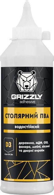 Клей столярный ПВА ТМ GRIZZLY 0,5 кг уп.12шт.