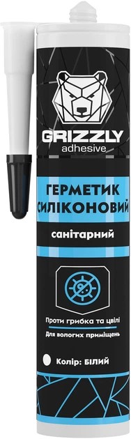 Герметик силиконовый санитарный ТМ GRIZZLY 280 мл (Белый) уп.24шт.